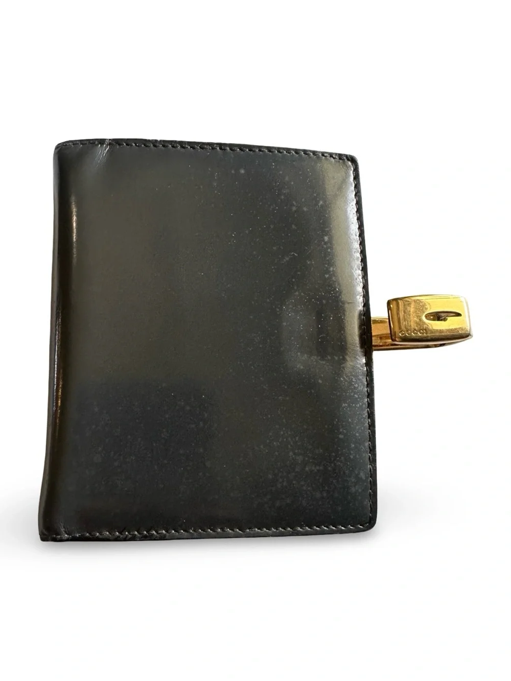 Vintage Gucci Black Smooth Leather Pocket Planner Agenda Cover all inclusive